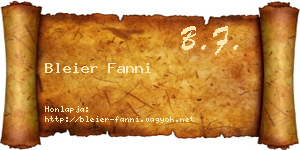 Bleier Fanni névjegykártya